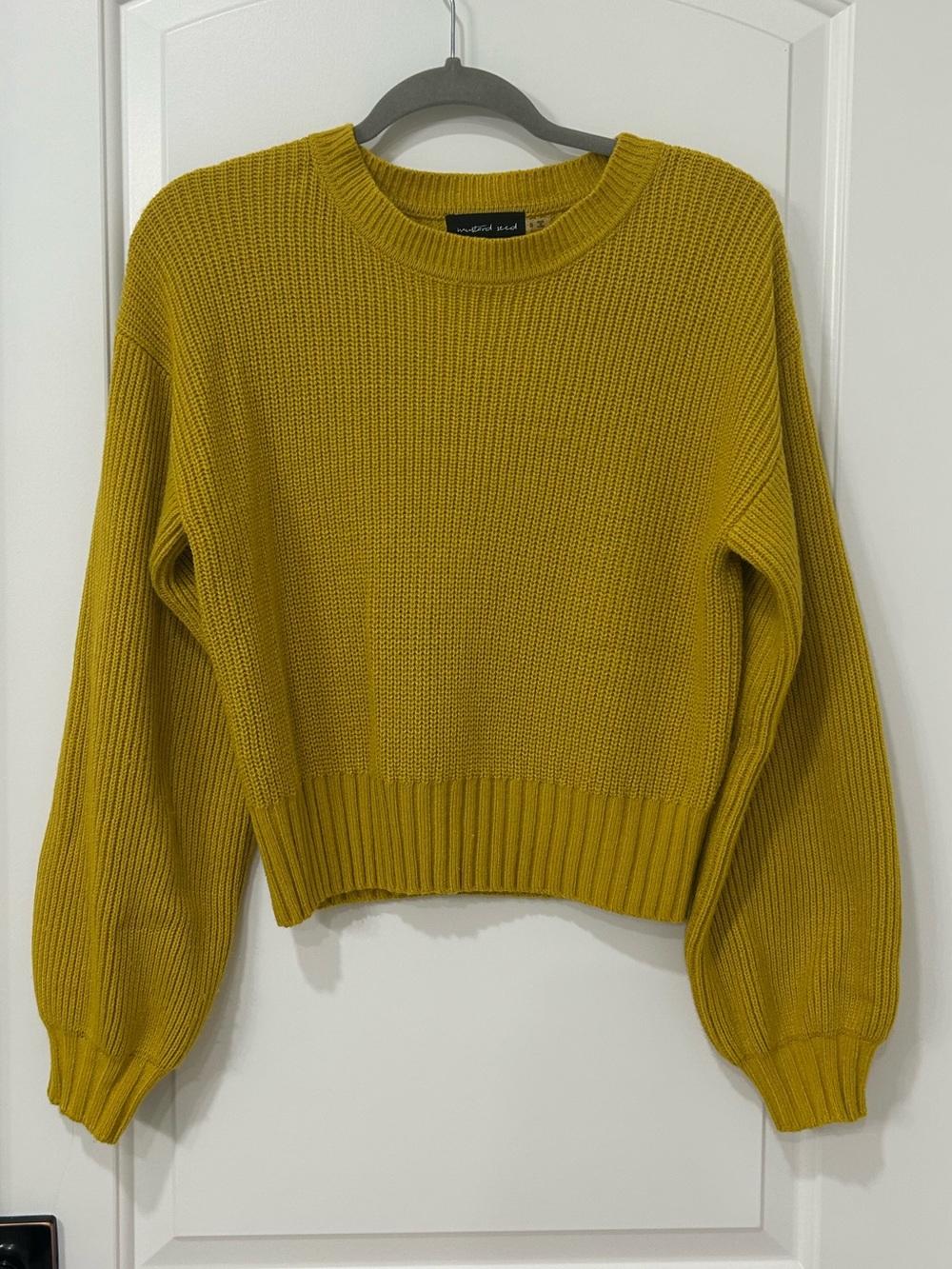 Mustard Seed Ribbed Crewneck Sweater in Mustard Yellow